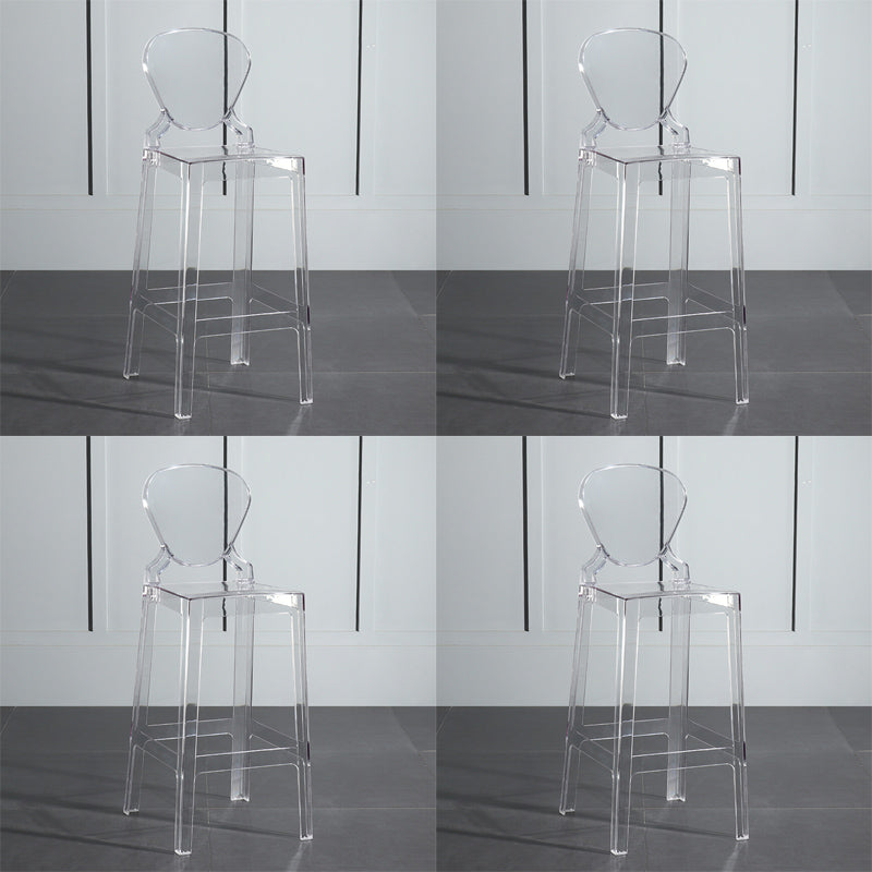 Footrest Furniture Modern Style Plastic Low Back Counter Stool with 4 Legs