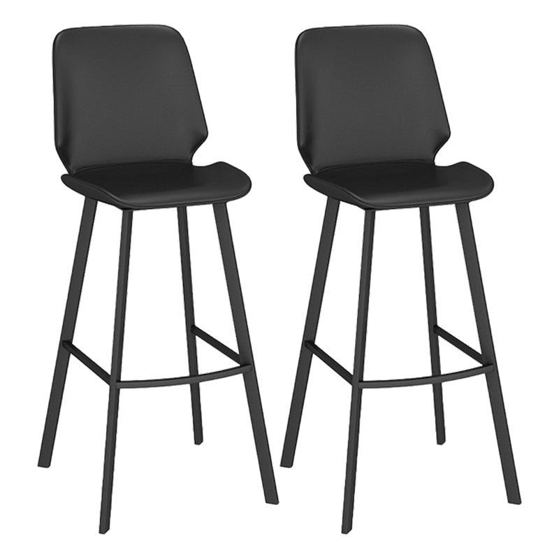 Industrial Backrest Counter Stool Iron Bar Stool with Leather Cushion and Footrest