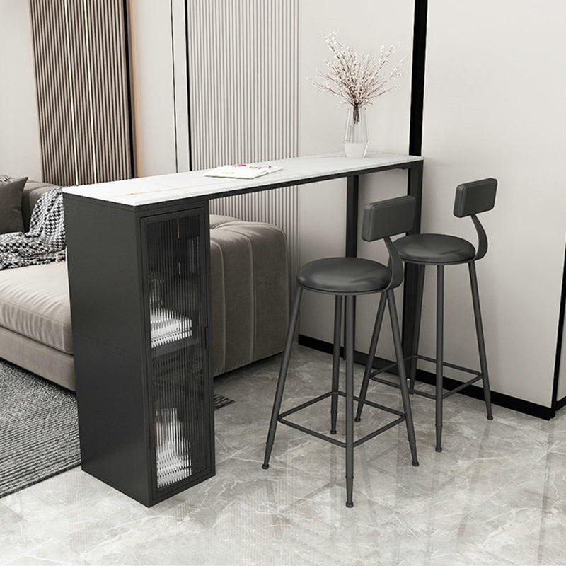 Industrial Backrest Counter Stool Iron Bar Stool with Leather Cushion and Footrest