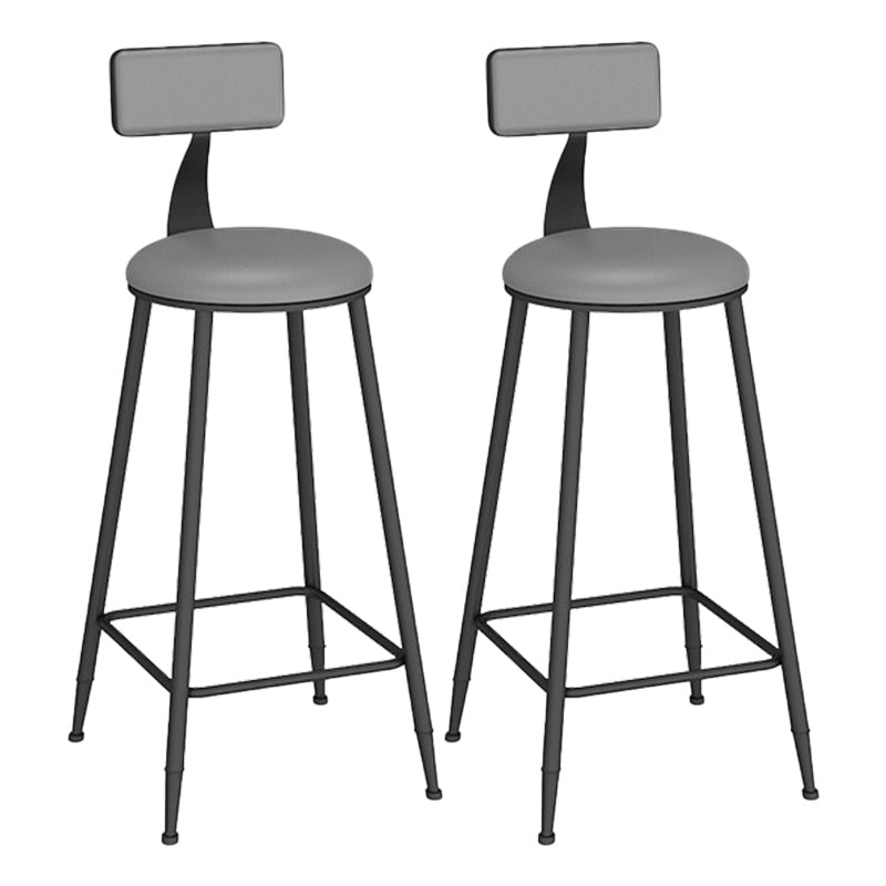 Industrial Backrest Counter Stool Iron Bar Stool with Leather Cushion and Footrest