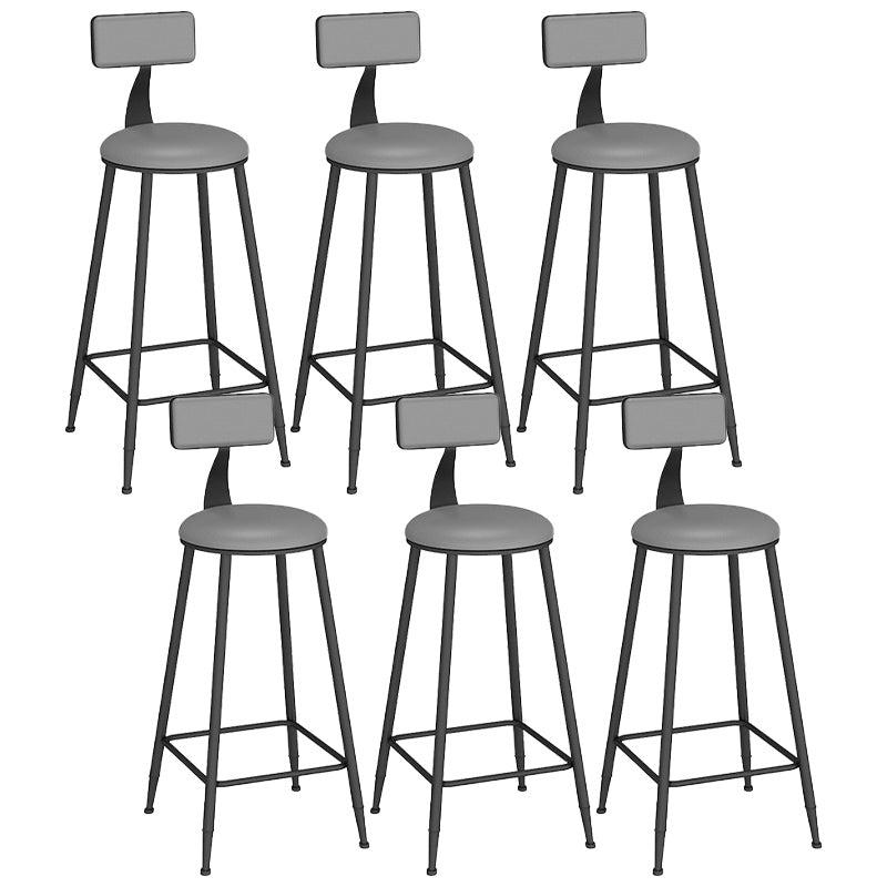 Industrial Backrest Counter Stool Iron Bar Stool with Leather Cushion and Footrest
