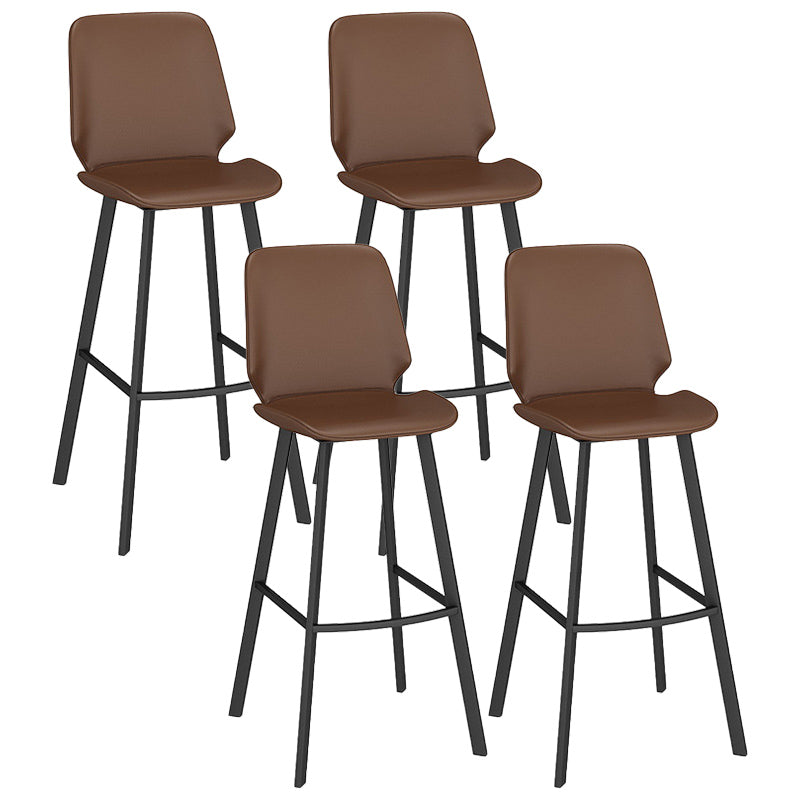 Industrial Backrest Counter Stool Iron Bar Stool with Leather Cushion and Footrest