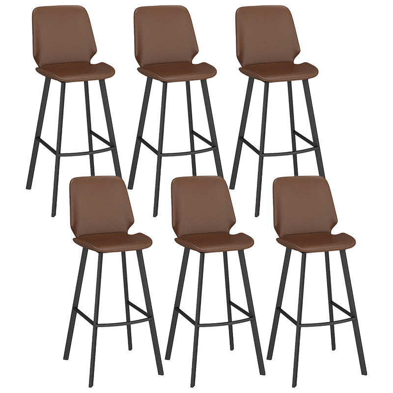 Industrial Backrest Counter Stool Iron Bar Stool with Leather Cushion and Footrest