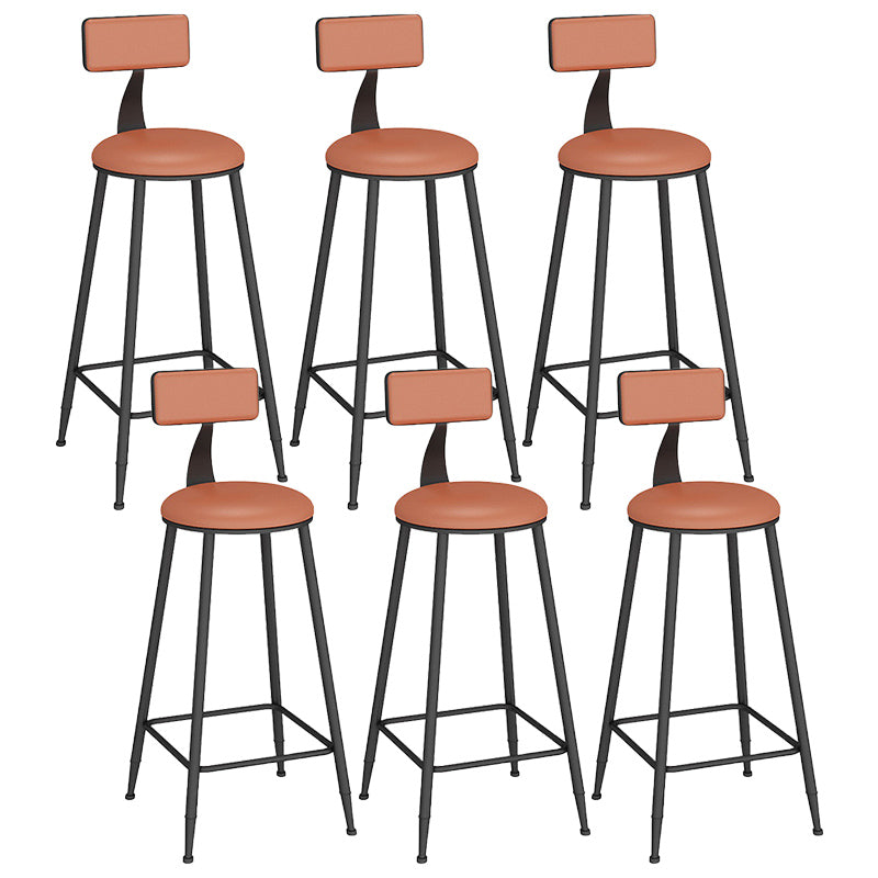 Industrial Backrest Counter Stool Iron Bar Stool with Leather Cushion and Footrest