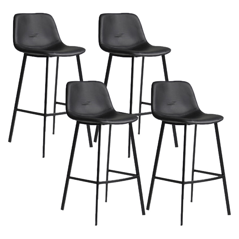 Industrial Bucket Counter Chair Faux Leather Footrest Dining Stool with Black Base