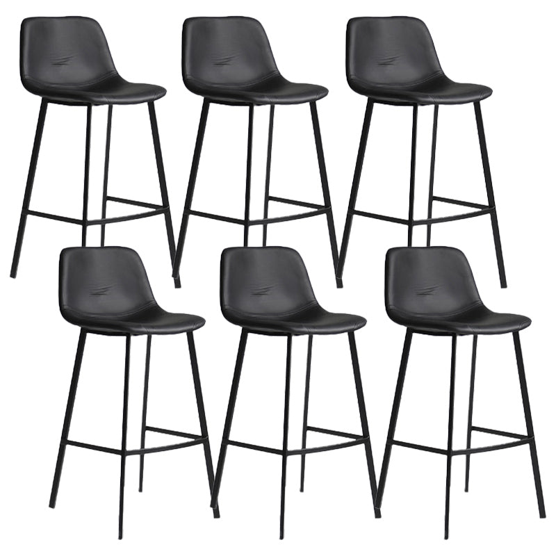 Industrial Bucket Counter Chair Faux Leather Footrest Dining Stool with Black Base