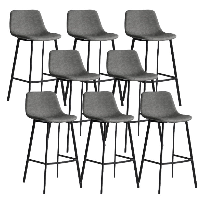 Industrial Bucket Counter Chair Faux Leather Footrest Dining Stool with Black Base