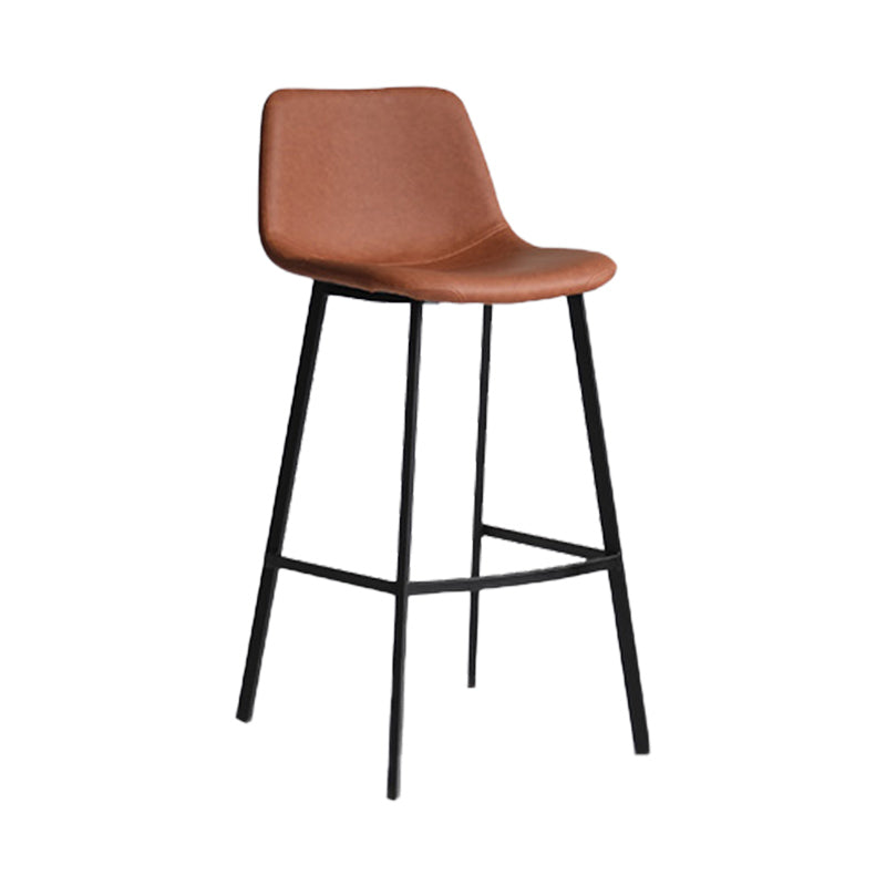 Industrial Bucket Counter Chair Faux Leather Footrest Dining Stool with Black Base