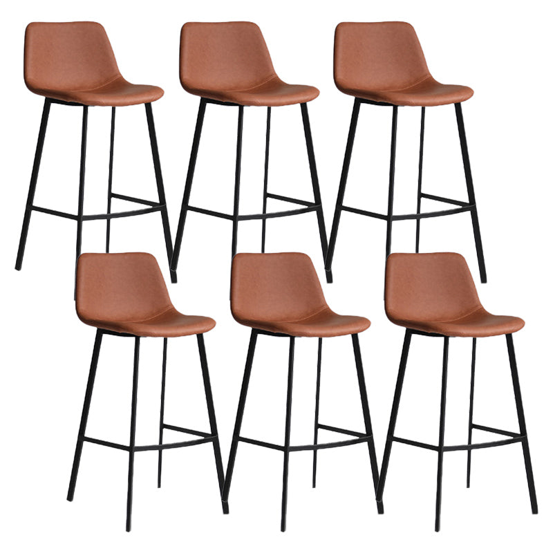 Industrial Bucket Counter Chair Faux Leather Footrest Dining Stool with Black Base