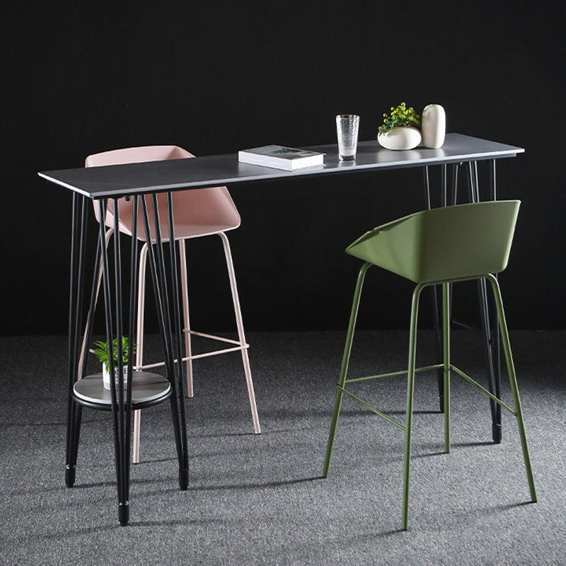 Scandinavian Metal Plastic Counter Stools Low Back Bar Stool with Footrest