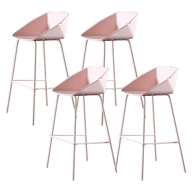 Scandinavian Metal Plastic Counter Stools Low Back Bar Stool with Footrest