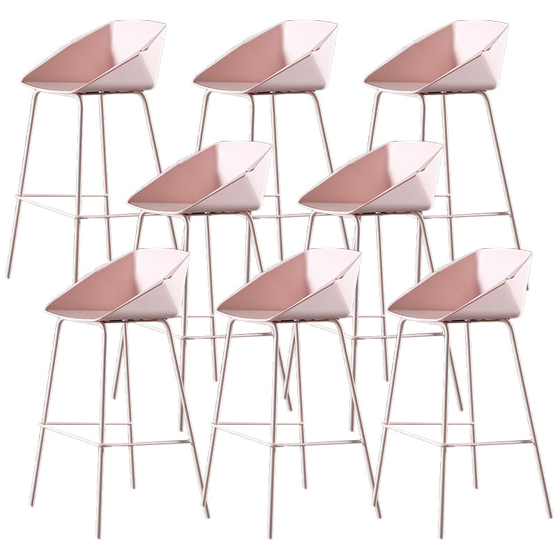 Scandinavian Metal Plastic Counter Stools Low Back Bar Stool with Footrest