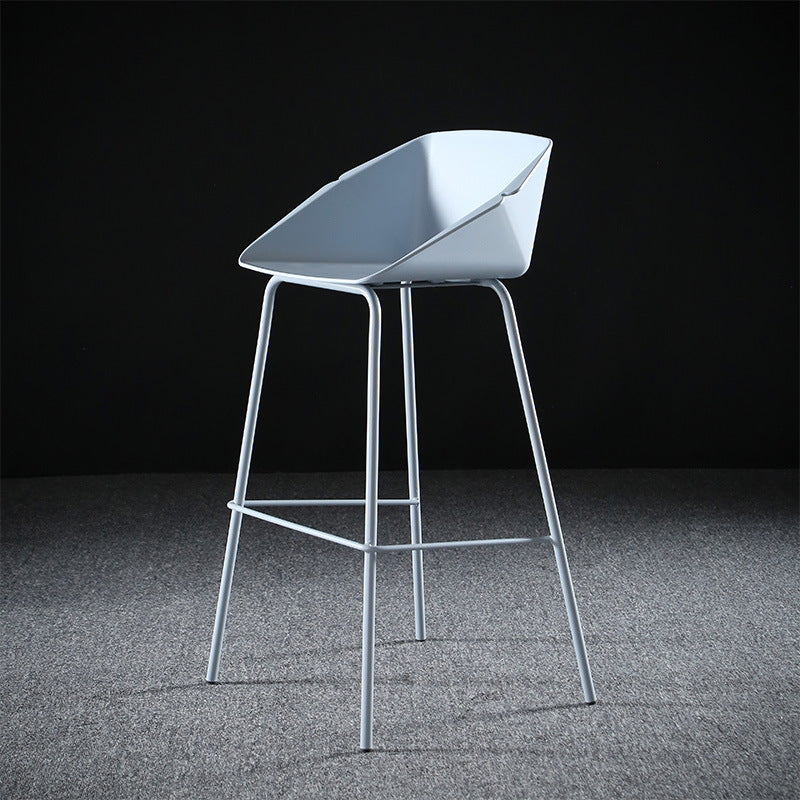 Scandinavian Metal Plastic Counter Stools Low Back Bar Stool with Footrest
