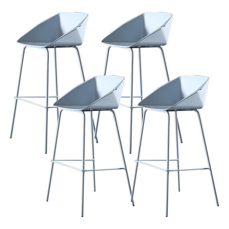 Scandinavian Metal Plastic Counter Stools Low Back Bar Stool with Footrest