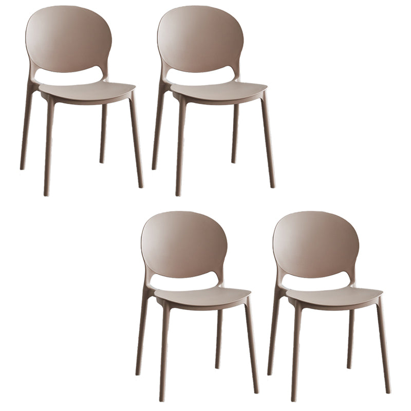 Modern Stackable Chair Dining Open Back Armless Chair for Kitchen with Plastic Legs