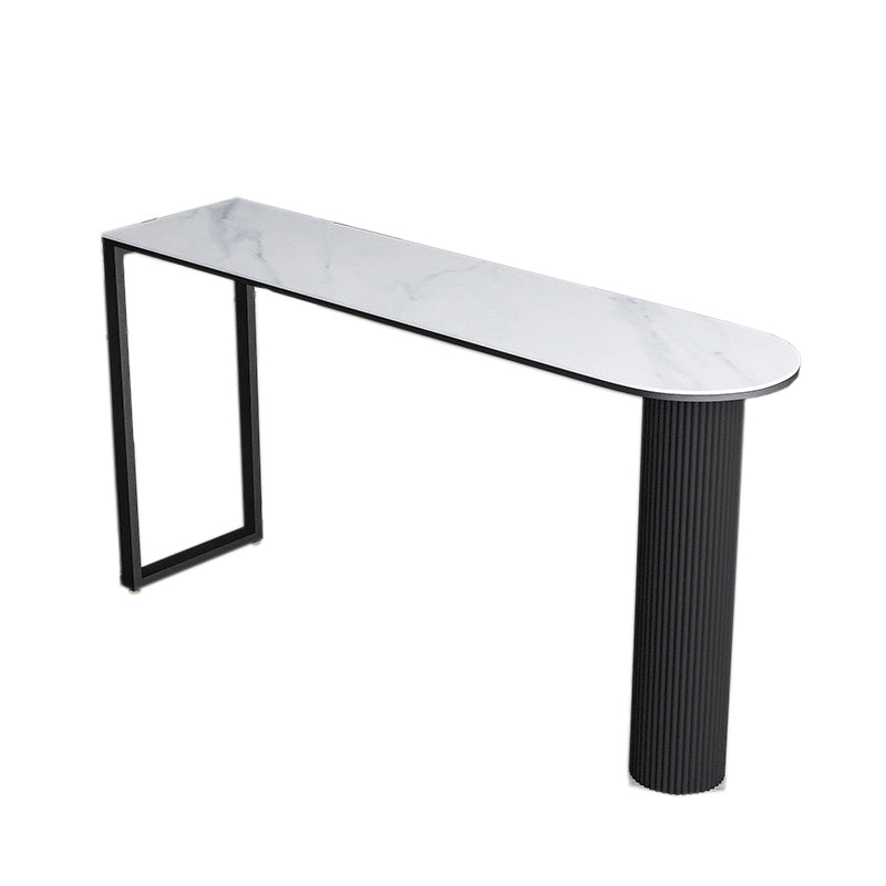 Free Form Double Pedestal Bar Table Stone Top Bar Height Table for Living Room