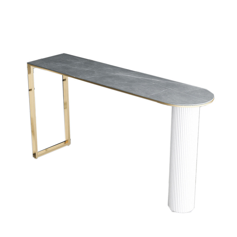 Free Form Double Pedestal Bar Table Stone Top Bar Height Table for Living Room