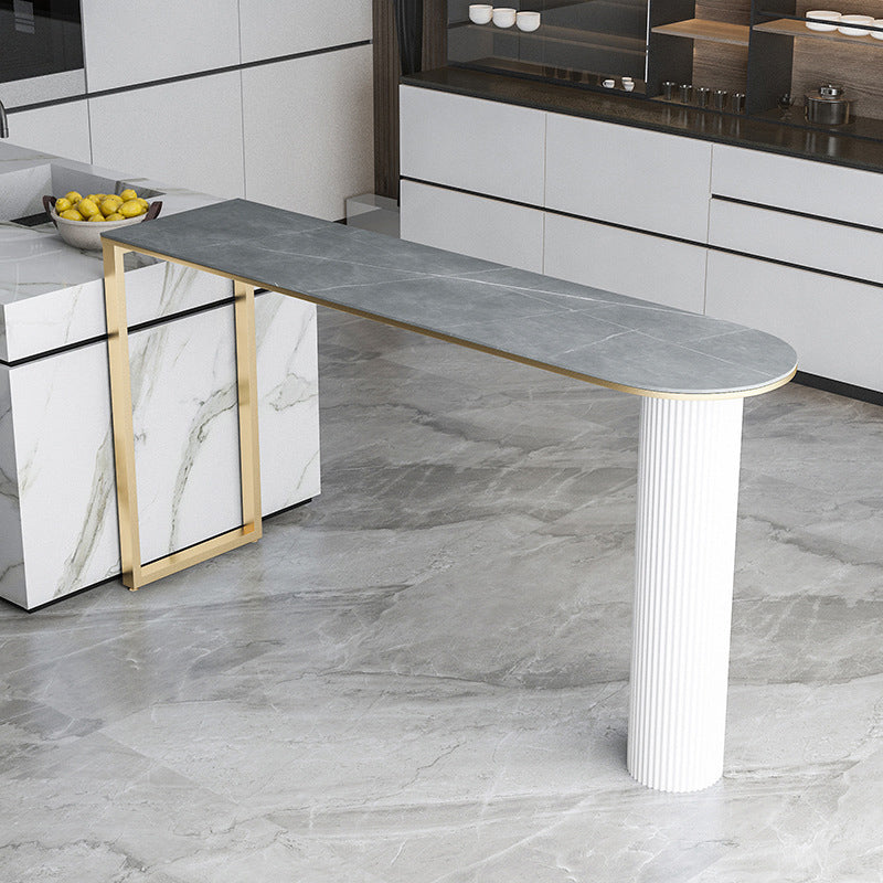 Free Form Double Pedestal Bar Table Stone Top Bar Height Table for Living Room