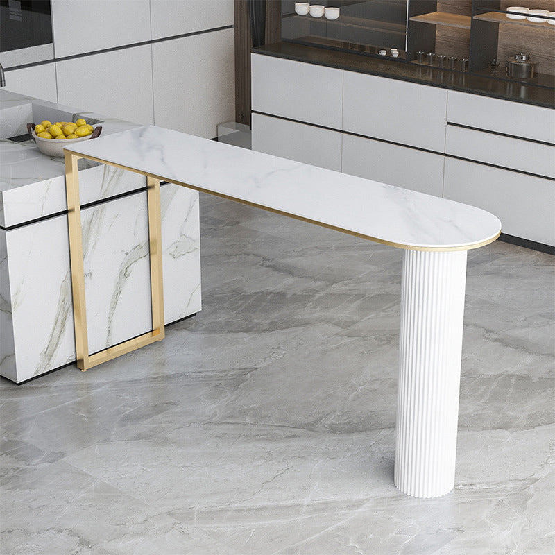 Free Form Double Pedestal Bar Table Stone Top Bar Height Table for Living Room