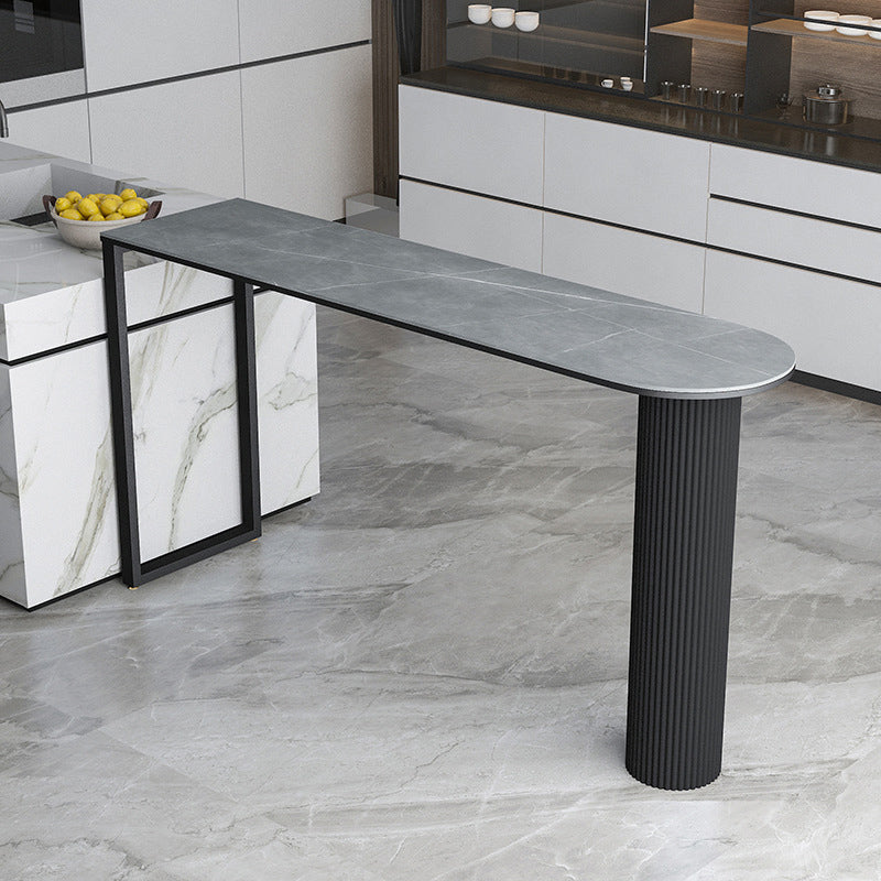 Free Form Double Pedestal Bar Table Stone Top Bar Height Table for Living Room