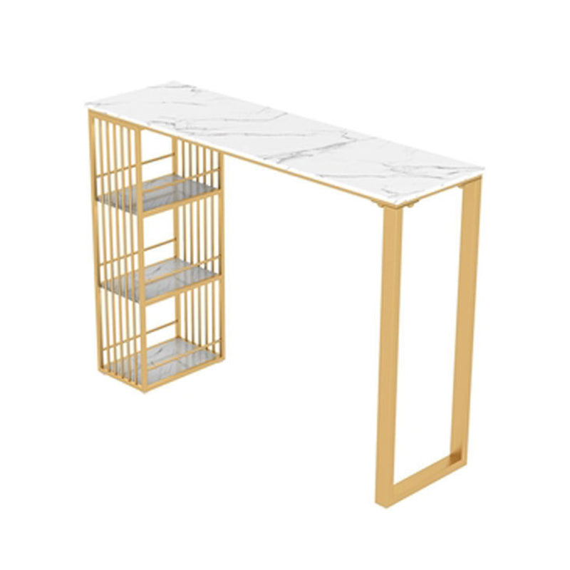 Glam Pub Table Bar Height Rectangle Gold Metal Base Bar Table for Outdoor