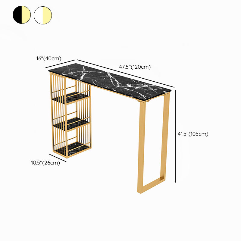 Glam Pub Table Bar Height Rectangle Gold Metal Base Bar Table for Outdoor