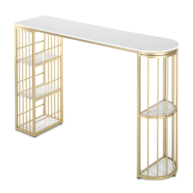 Glam Specialty Bar Dining Table Stone Bistro Bar Table with Shelves