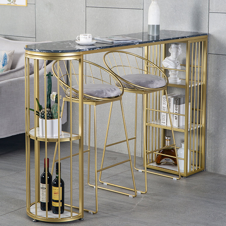 Glam Specialty Bar Dining Table Stone Bistro Bar Table with Shelves