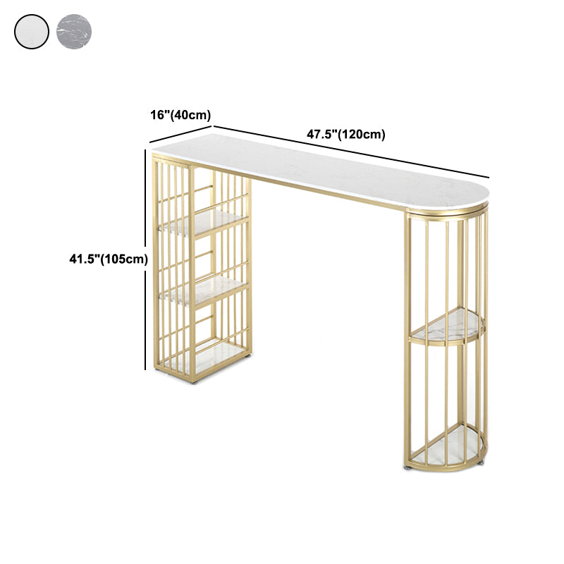 Glam Specialty Bar Dining Table Stone Bistro Bar Table with Shelves