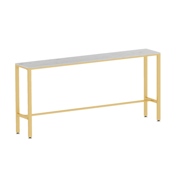 Glam Pub Table Bar Height Rectangle White Stone Top Bar Table