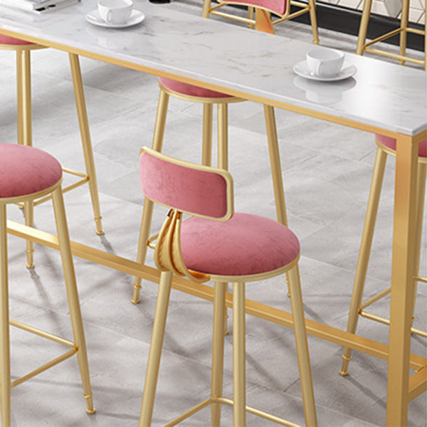 Glam Pub Table Bar Height Rectangle White Stone Top Bar Table