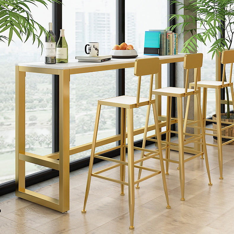 Rectangle Pub Table Bar Height Glam Stone Top Bar Table for Indoor