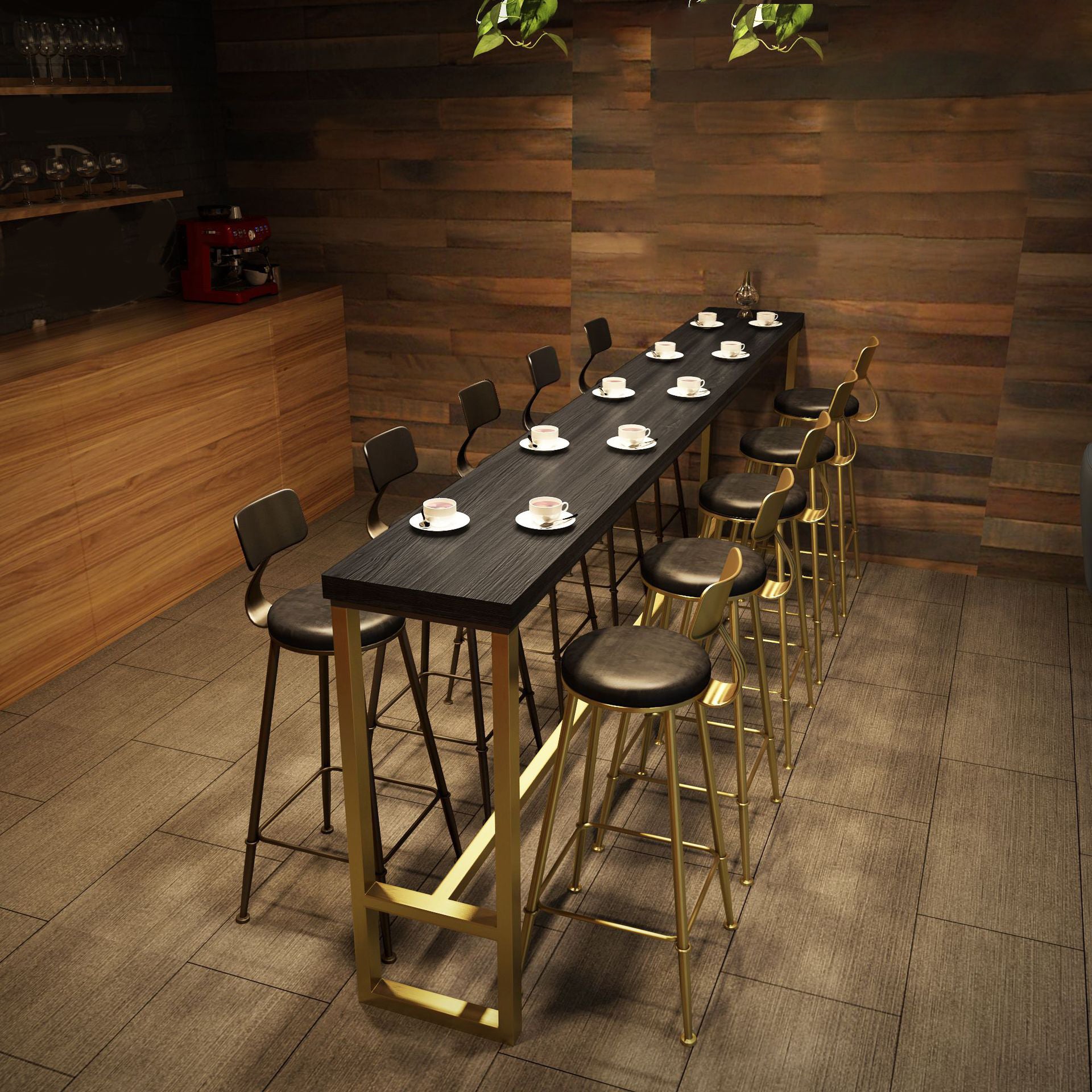 Rectangle Pub Table Bar Height Glam Solid Wood Bar Table for Small Places