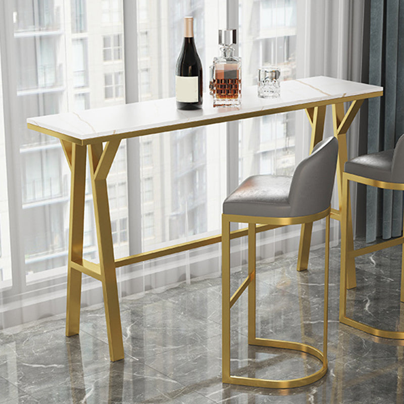 Industrial Rectangle Bar Table Metal Base Bar Height Table for Living Room