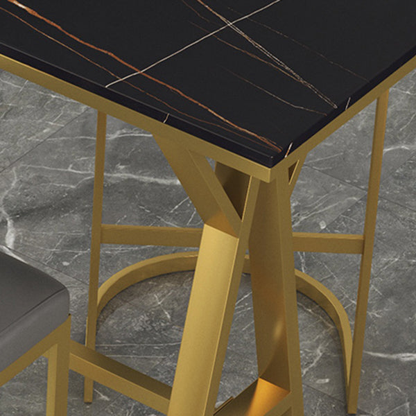 Industrial Rectangle Bar Table Metal Base Bar Height Table for Living Room