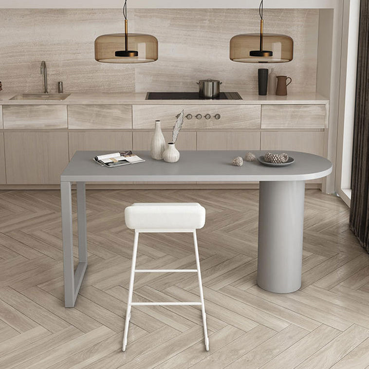 Contemporary Pub Table Free Form Solid Wood Bar Table for Small Places