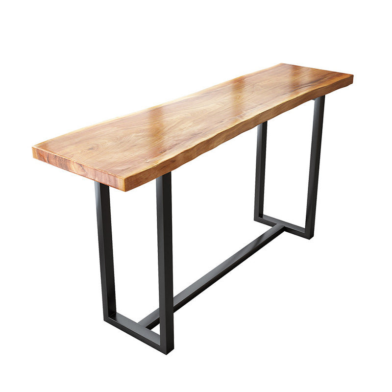 Rectangle Solid Wood Bar Table Black Legs and Metal Base Bar Table