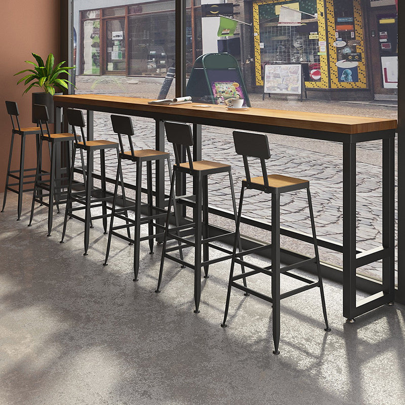 Industrial Solid Wood Pub Table Bar Height Rectangle Bar Table for Indoor