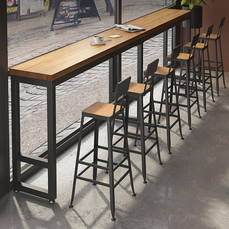 Industrial Solid Wood Pub Table Bar Height Rectangle Bar Table for Indoor