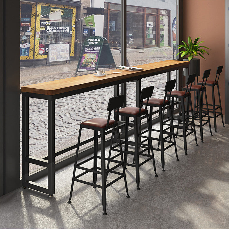 Industrial Solid Wood Pub Table Bar Height Rectangle Bar Table for Indoor