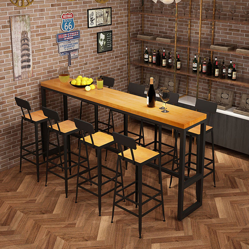 Solid Wood Pub Table Bar Height Industrial Rectangle Bar Table for Indoor