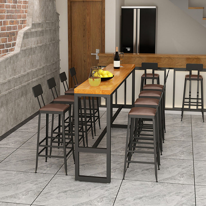 Solid Wood Pub Table Bar Height Industrial Rectangle Bar Table for Indoor