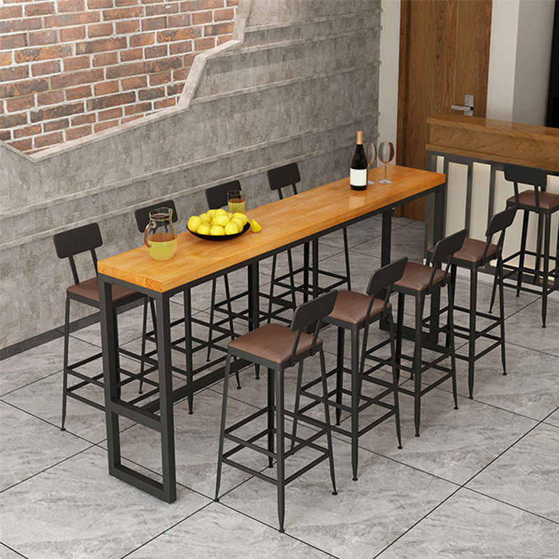 Solid Wood Pub Table Bar Height Industrial Rectangle Bar Table for Indoor