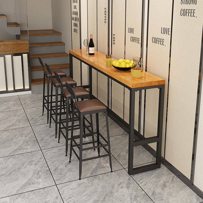 Solid Wood Pub Table Bar Height Industrial Rectangle Bar Table for Indoor