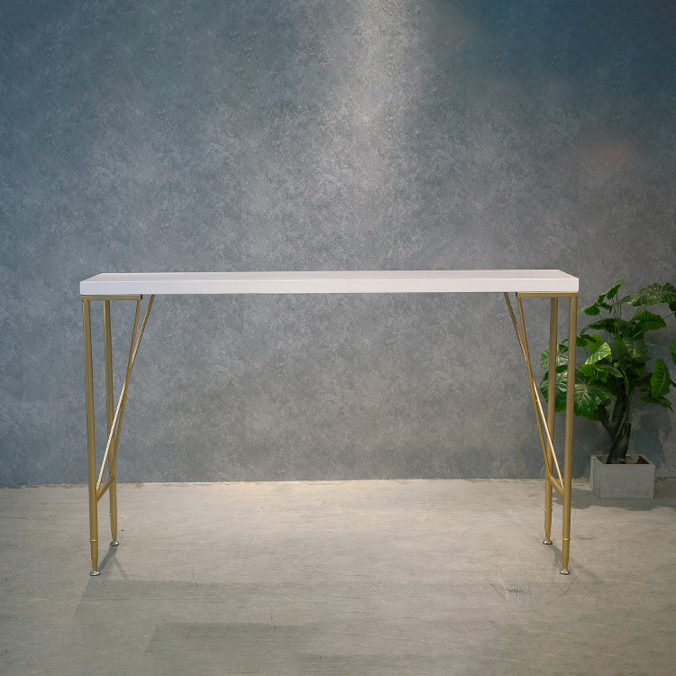 Solid Wood Rectangle Bar Table Gold Legs and Metal Base Bar Table