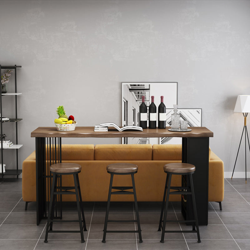 Rectangle Solid Wood Top Bar Dining Table Contemporary Bar Height Table with Storage Base