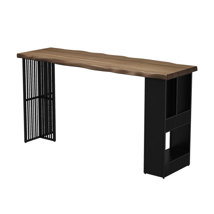 Rectangle Solid Wood Top Bar Dining Table Contemporary Bar Height Table with Storage Base