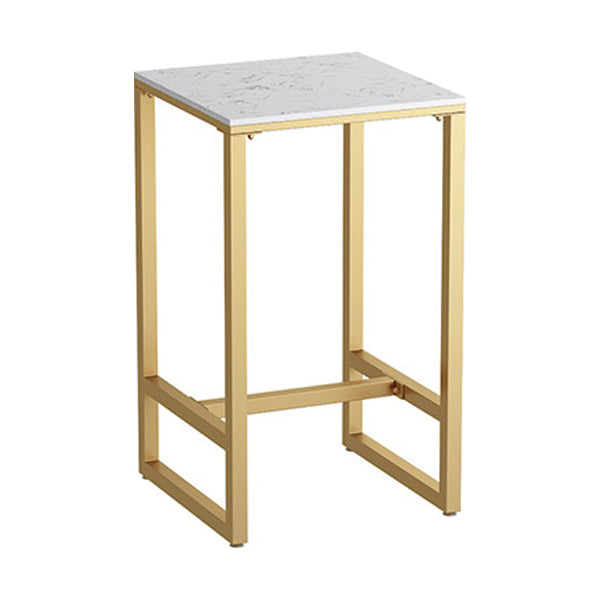 White Stone Top Bar Table Glam Bar Dining Table with Gold Base
