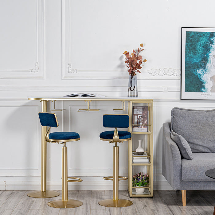 Glam Free Form Bar Table White Marble Table with Storage for Living Room