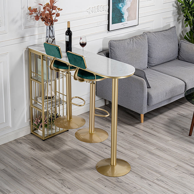 Glam Free Form Bar Table White Marble Table with Storage for Living Room